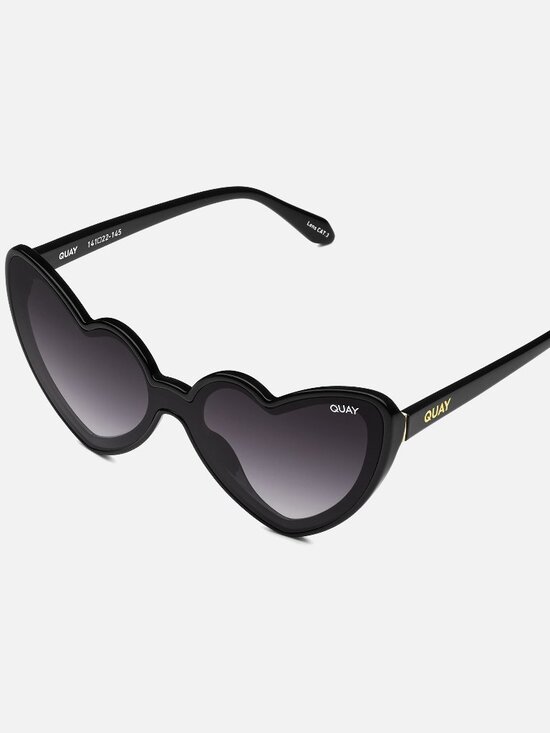 QUAY Love Struck Sunglasses Black Frame Smoke Lens Heart Sunnies NWT